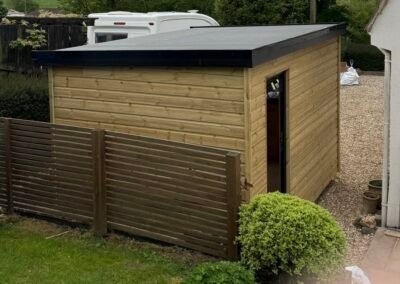 Bespoke timber garden room with EPDM flat roof built by KAP Woodwork and Building in Dorset